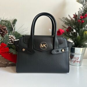 Michael Kors Carmen Medium Flap Satchel Crossbody Black